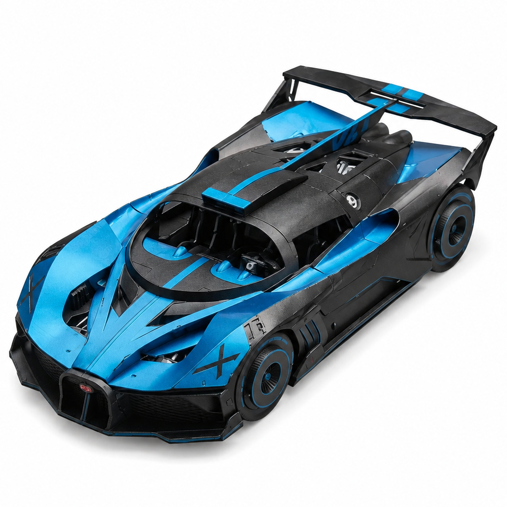 Blue Supercar Metal Model Kit Model to assemble