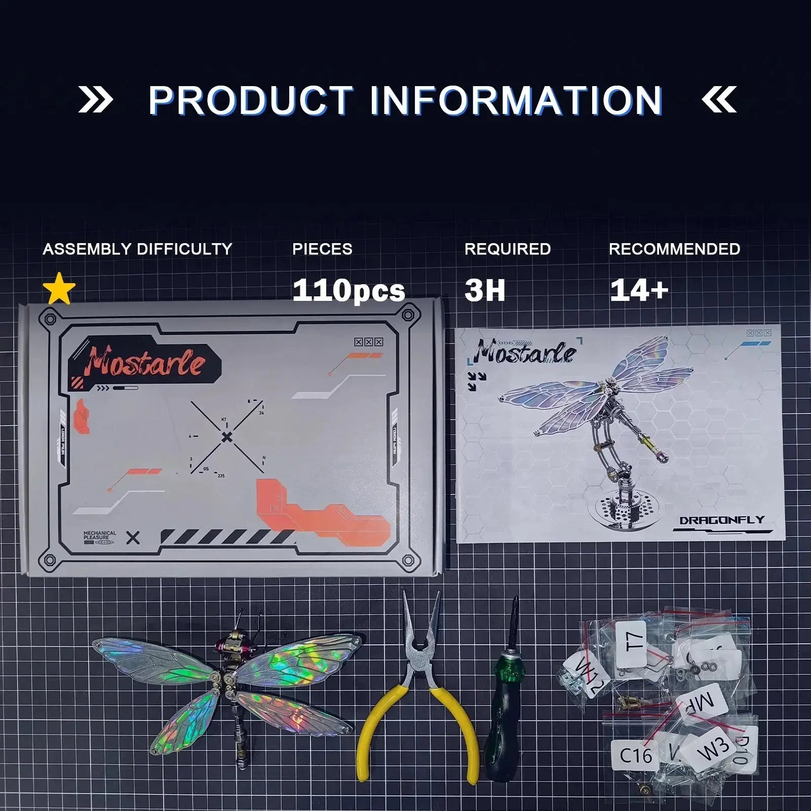 Cyberpunk Dragonfly 3D Metal Puzzle Model to assemble