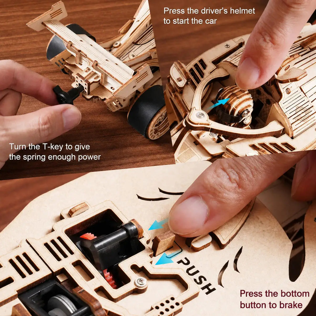 F1 Racing Car Mechanical Wooden Model Kit