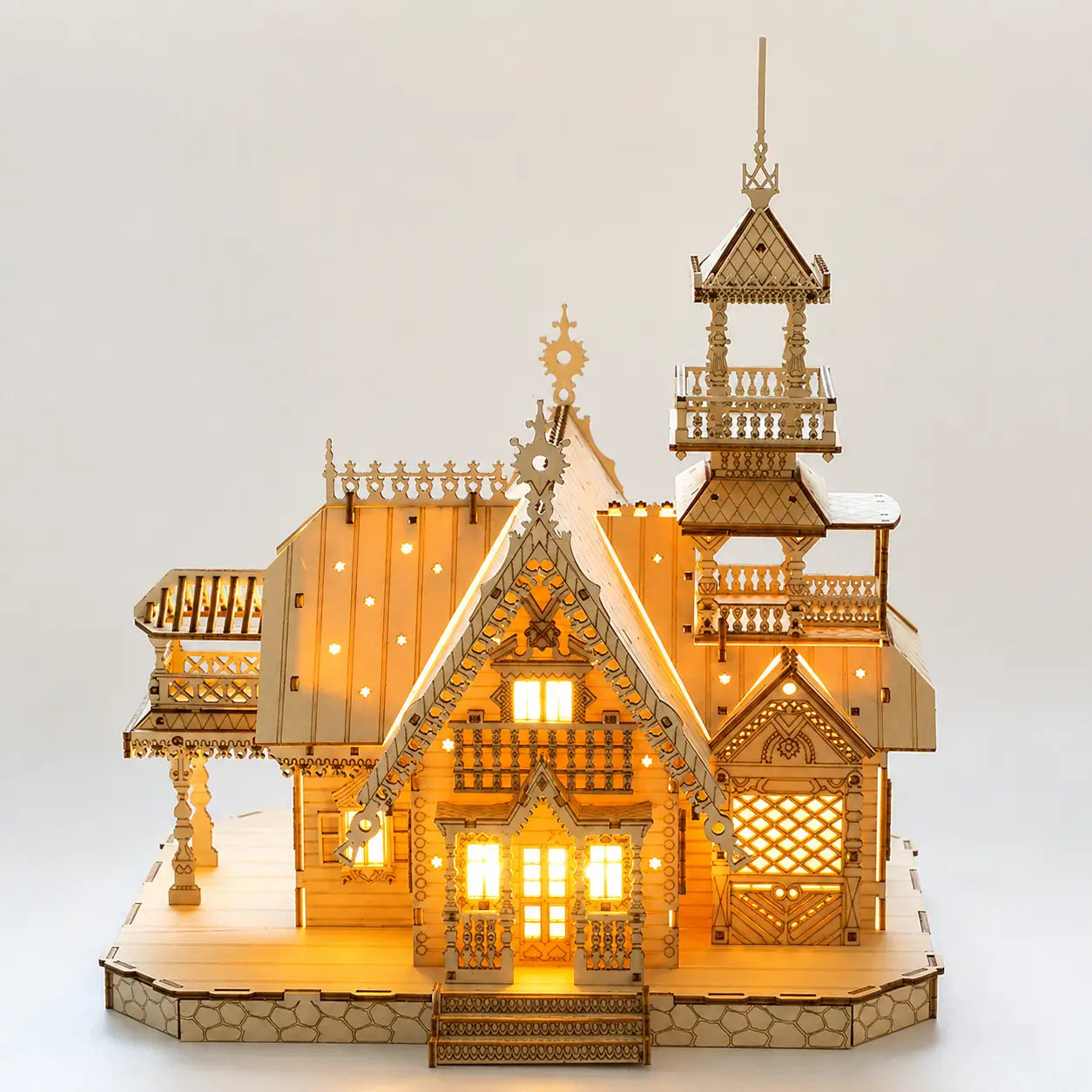 3D Wooden Puzzle Villa House Royal Castle with Light Assembly
