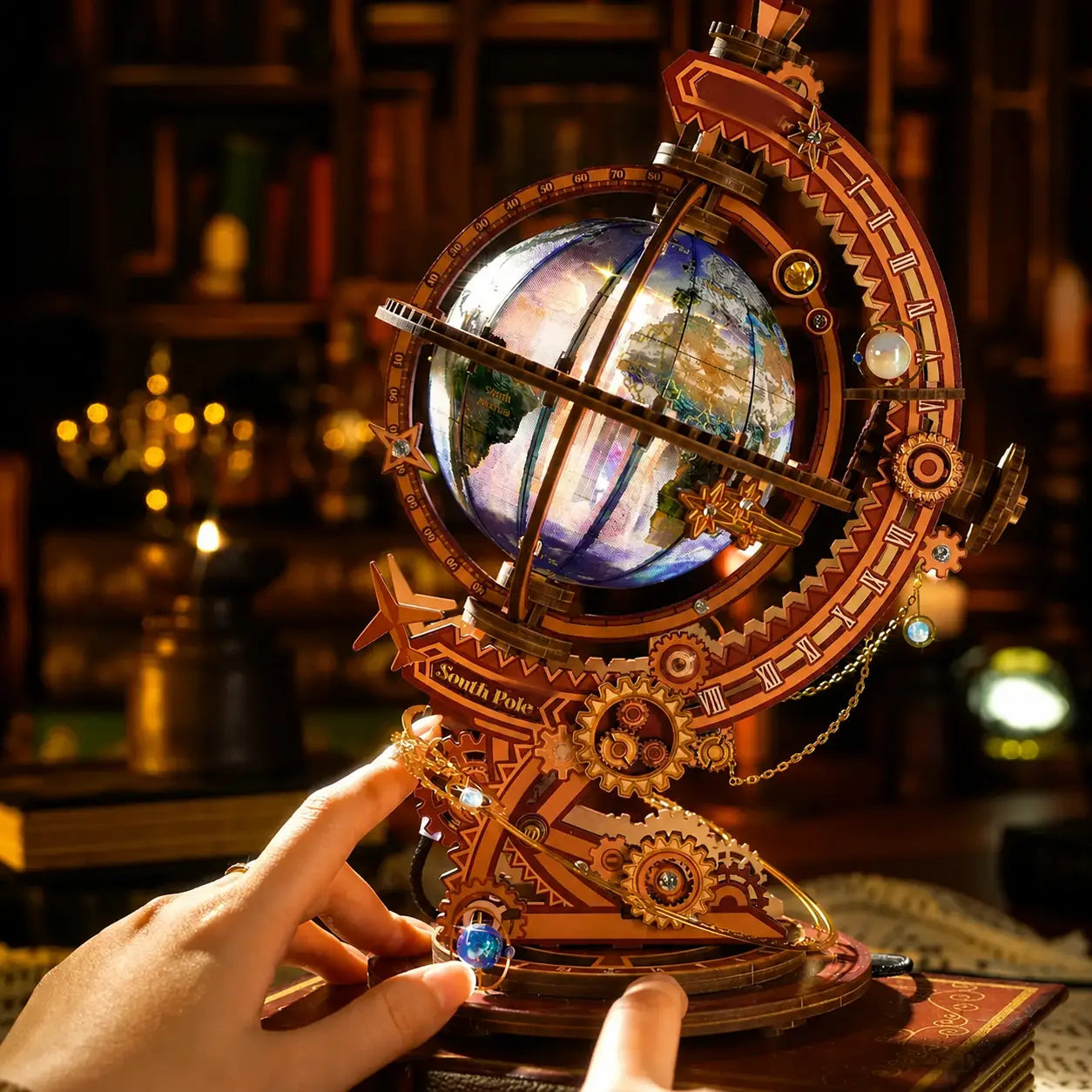 Mechanical Rotating Globe 3D Metal Puzzle Light-up