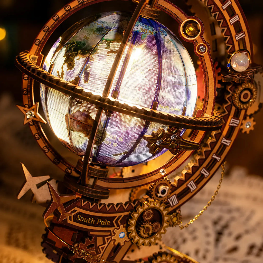 Mechanical Rotating Globe 3D Metal Puzzle Light-up