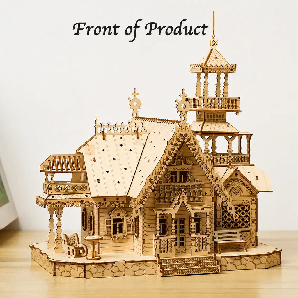 3D Wooden Puzzle Villa House Royal Castle with Light Assembly