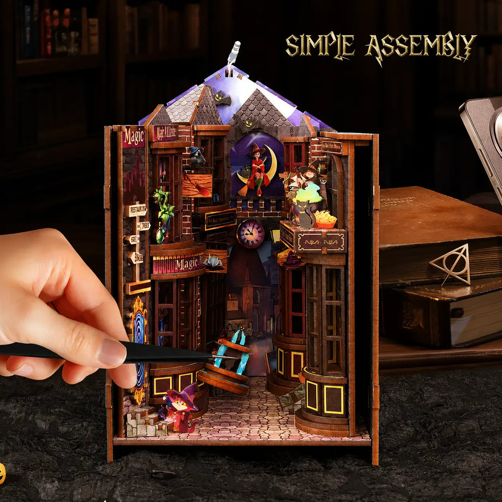 Magic Alley DIY Book Nook Kit – Enchanted Wooden Street Diorama