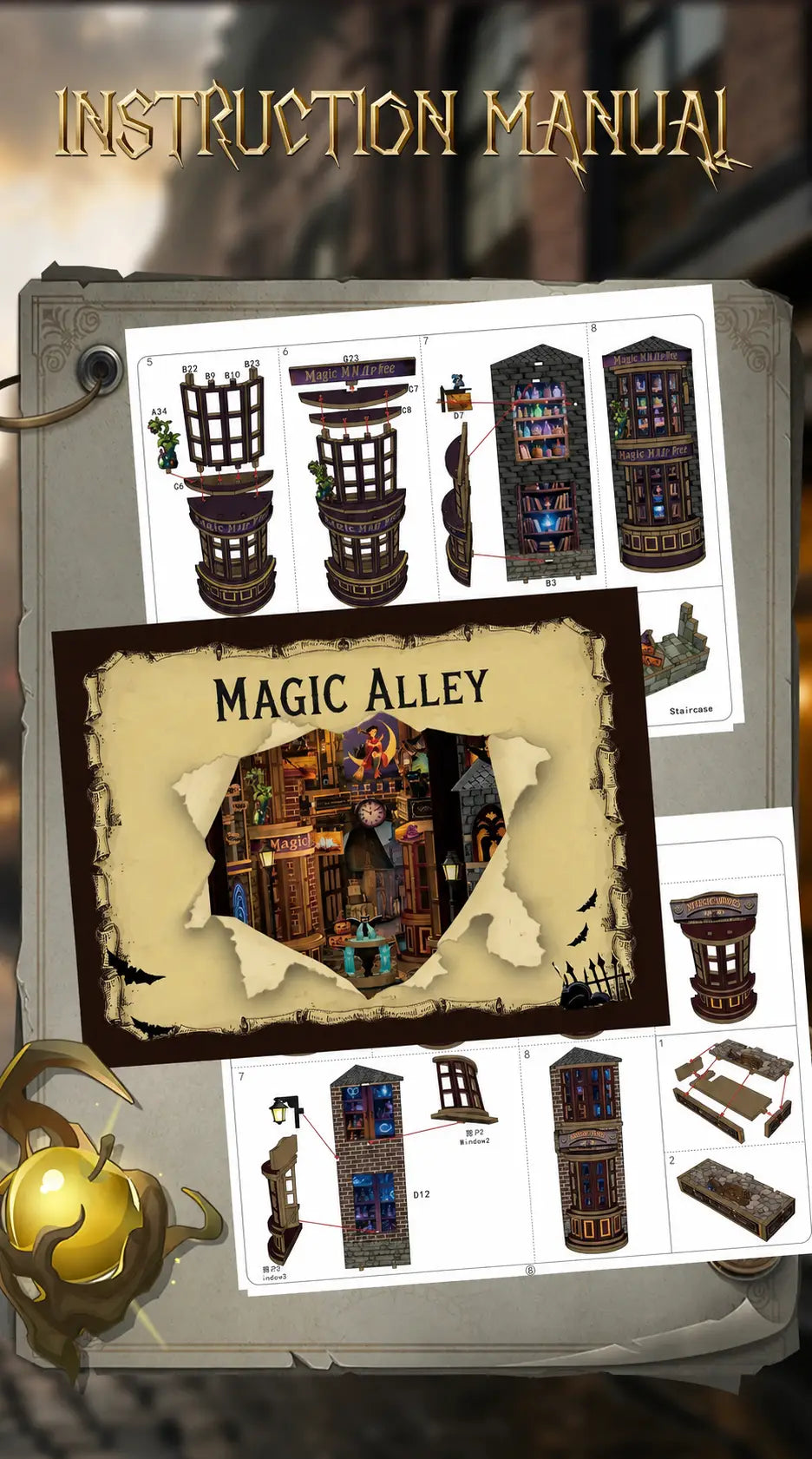Magic Alley DIY Book Nook Kit – Enchanted Wooden Street Diorama