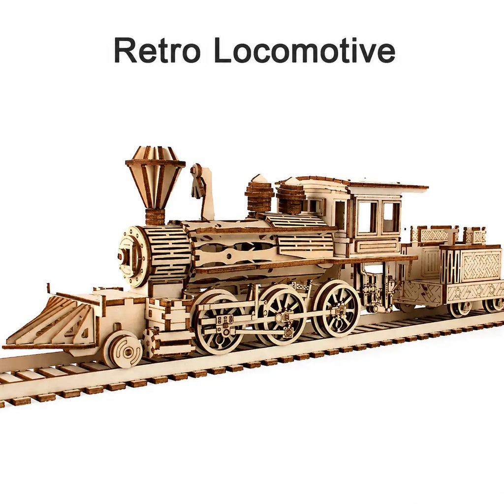 Retro Steam Train with Track Railway Bridge Model to assemble