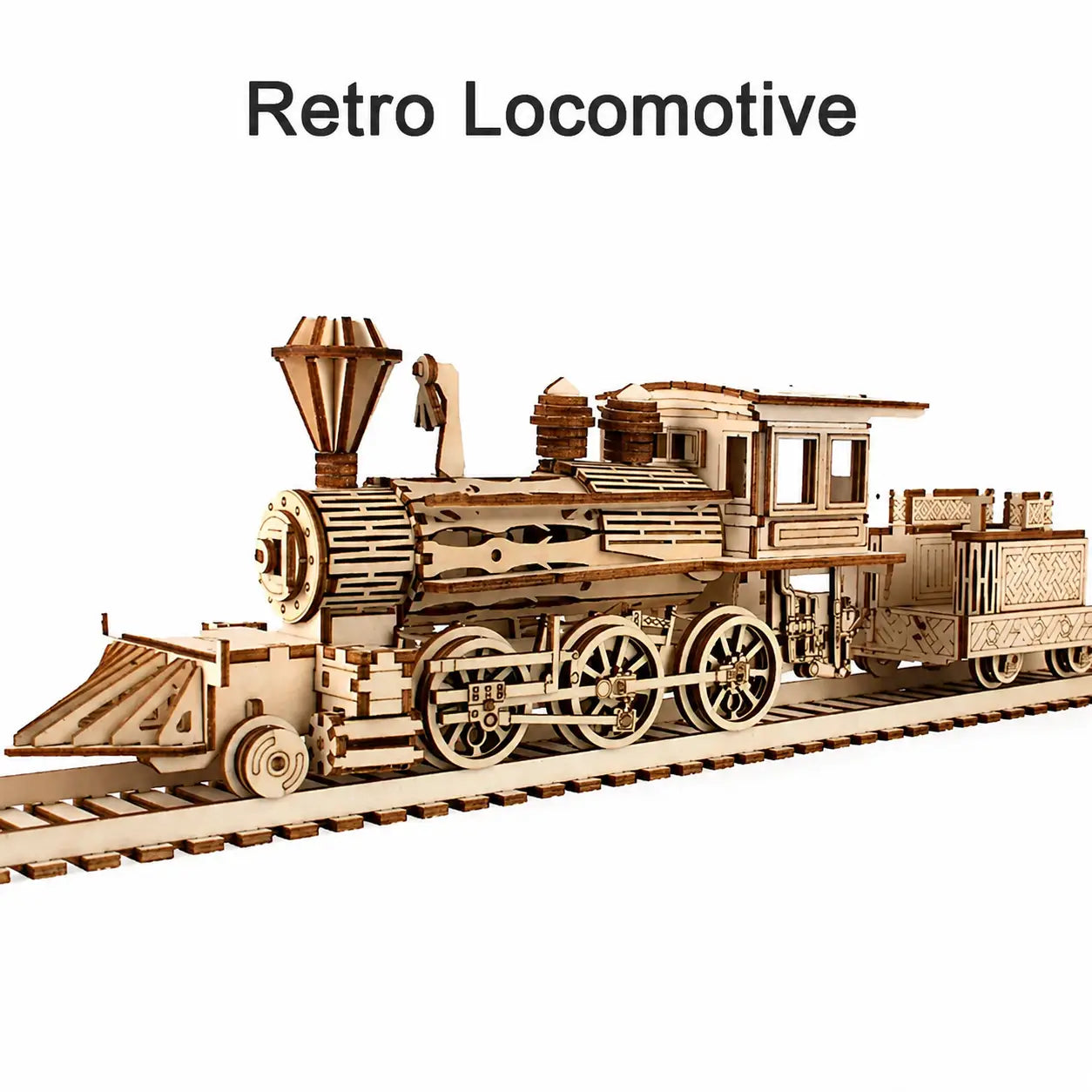 Retro Steam Train with Track Railway Bridge Model to assemble