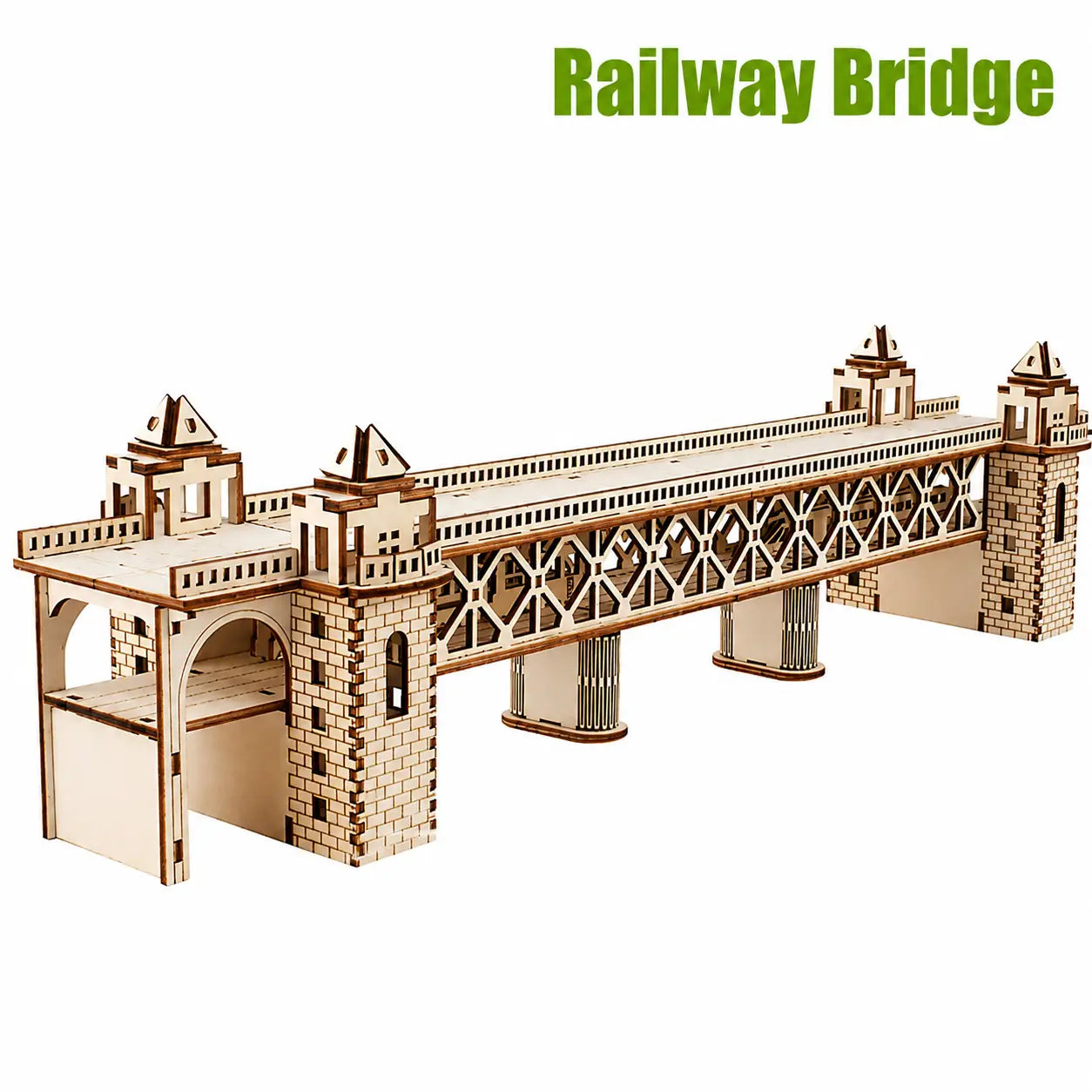 Retro Steam Train with Track Railway Bridge Model to assemble