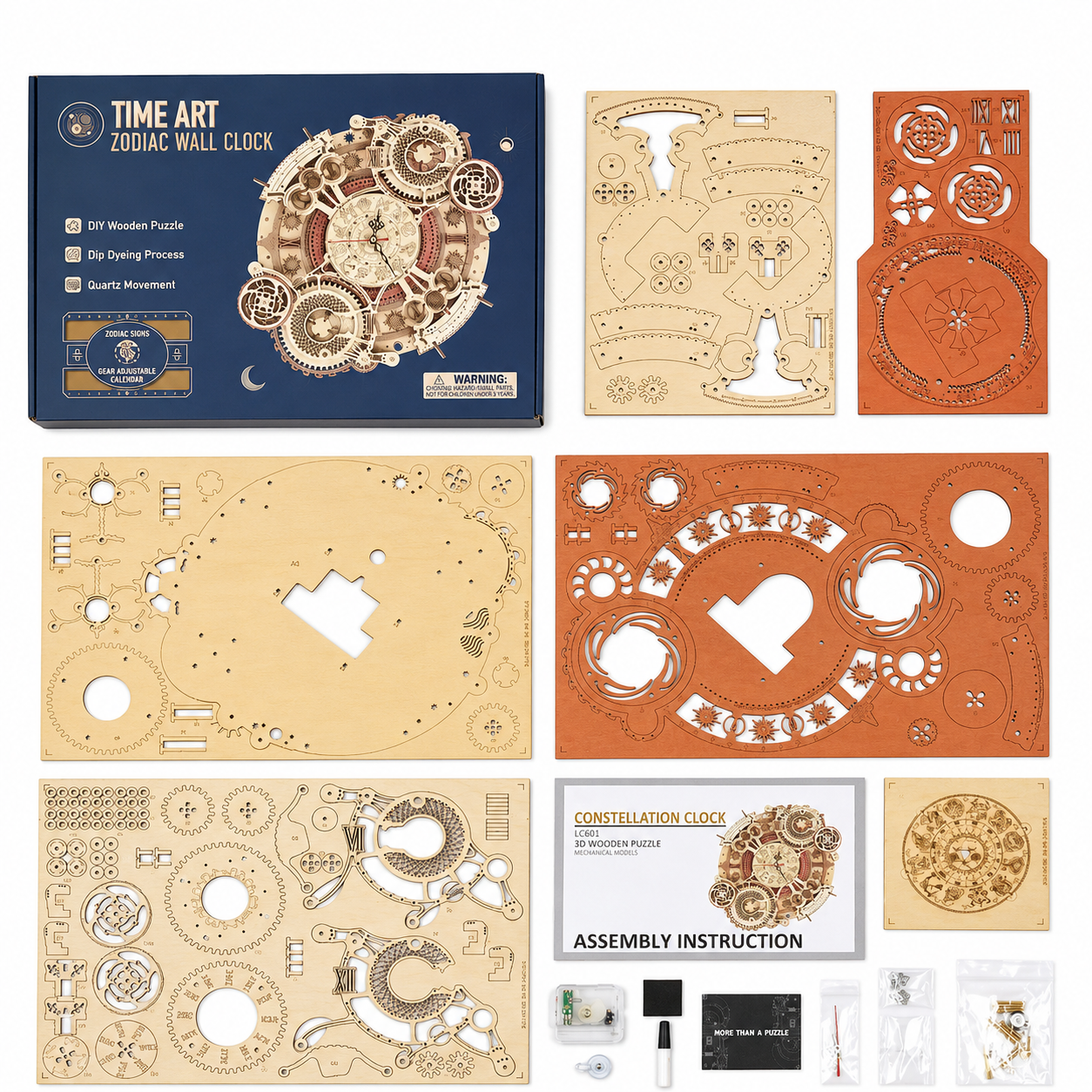 Steampunk Mechanical Wall Clock DIY Wooden Model Kit Model to assemble