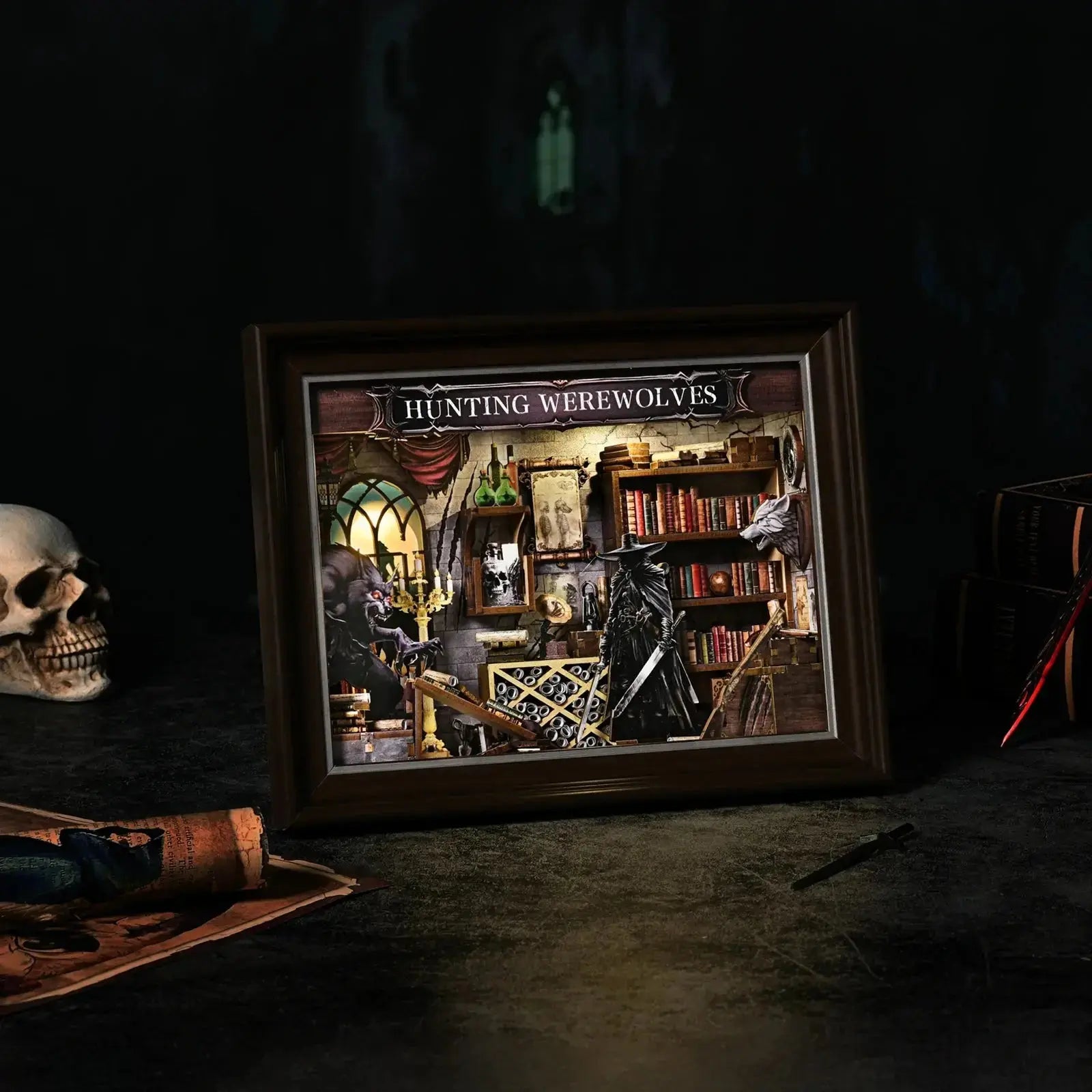 Werewolf Hunting Dollhouse with Light - Model to assemble