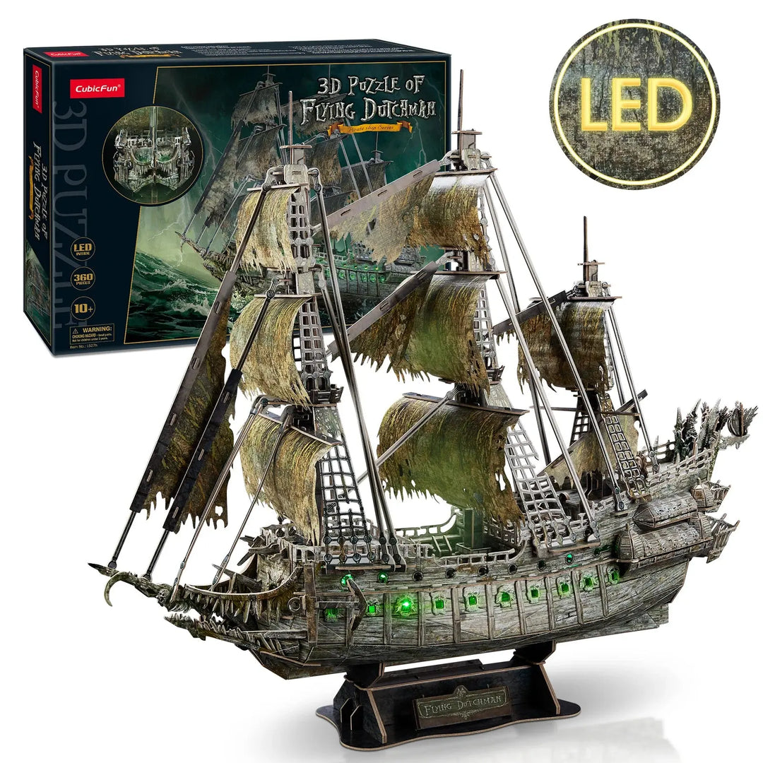 Green LED Flying Dutchman Pirate Ship Model to assemble