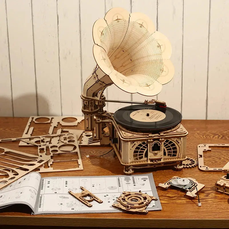 Classic Gramophone Wooden Musical Model Kits - Model to assemble
