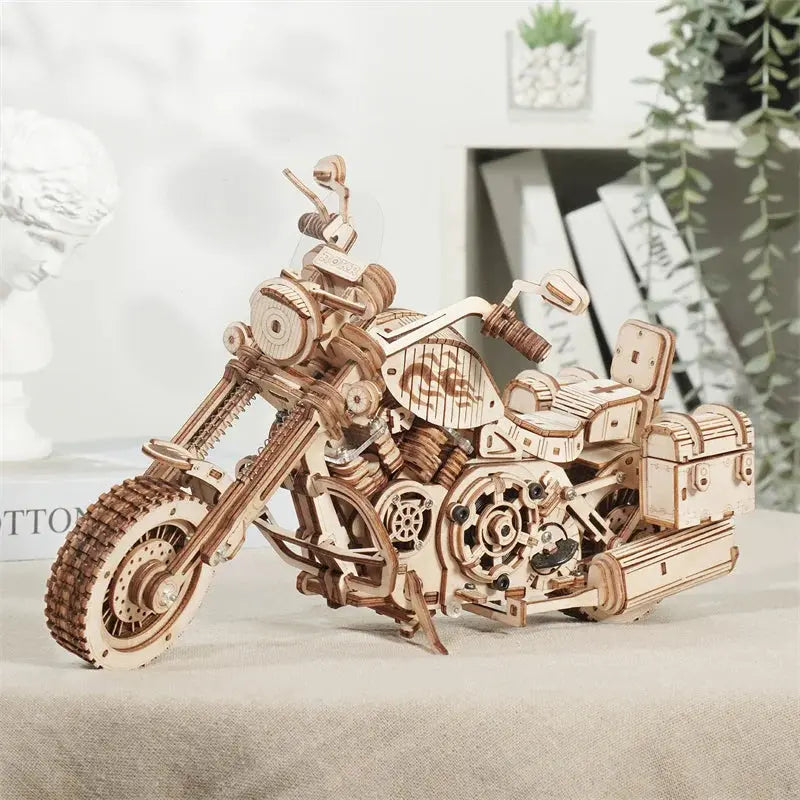 Robotime Rokr 420 PCS Cruiser Motorcycle DIY Wooden Model Building Block Kits Assembly Toy Gift for Children Adult Puzzle LK504 Model to assemble