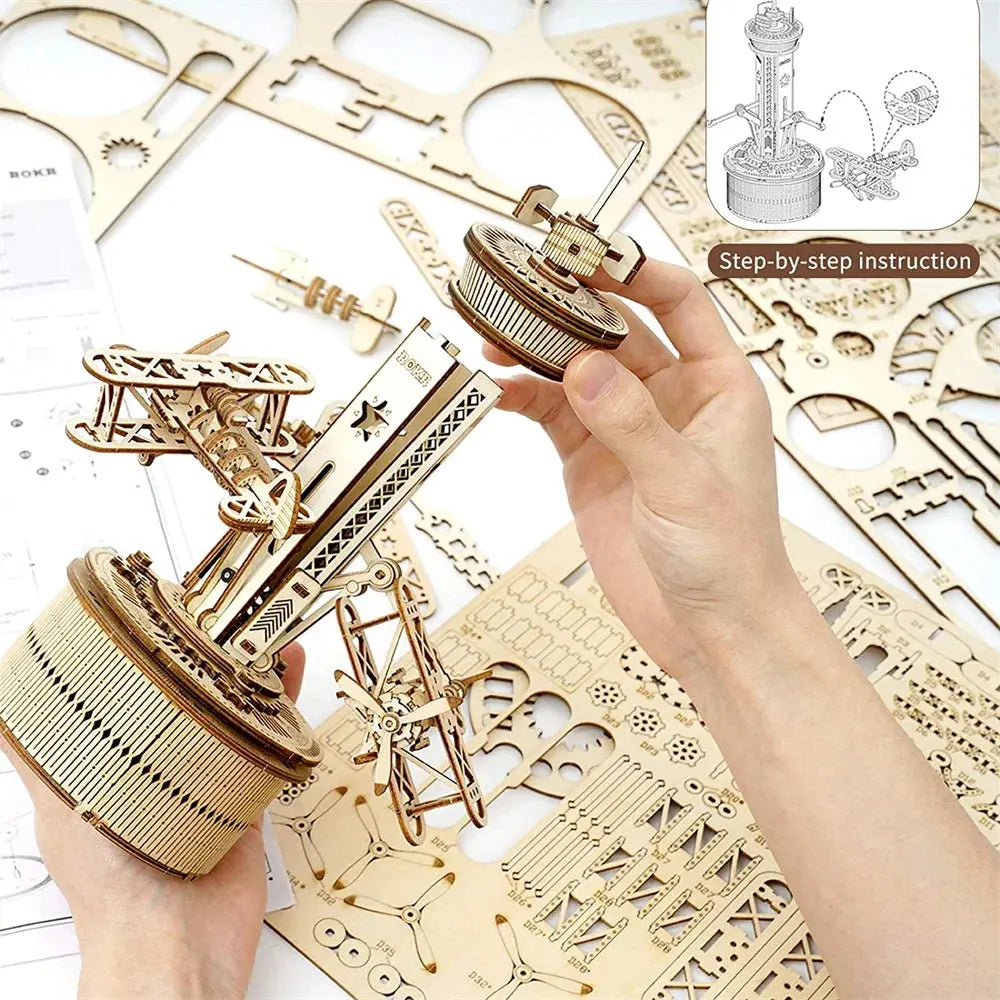 Airplane Control Tower Musical Box Model Kit to Build - Model to assemble