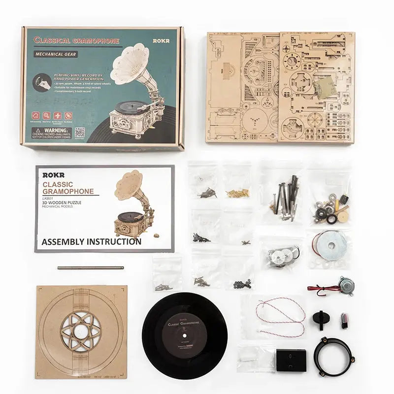 Classic Gramophone Wooden Musical Model Kits - Model to assemble