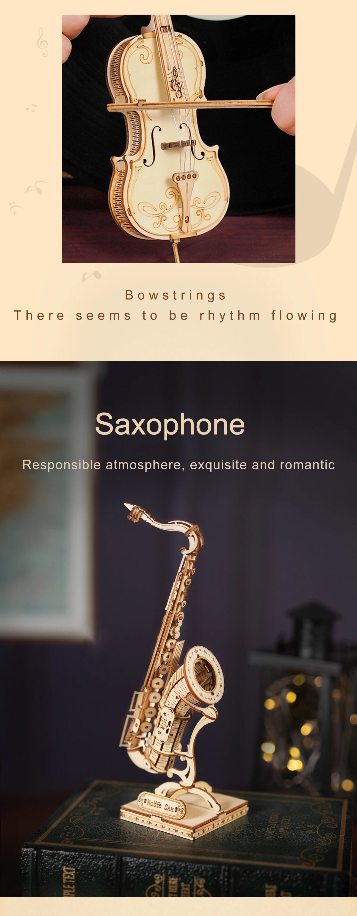 Musical Instruments : Saxophone, Drum, Accordion, Cello - Model to assemble