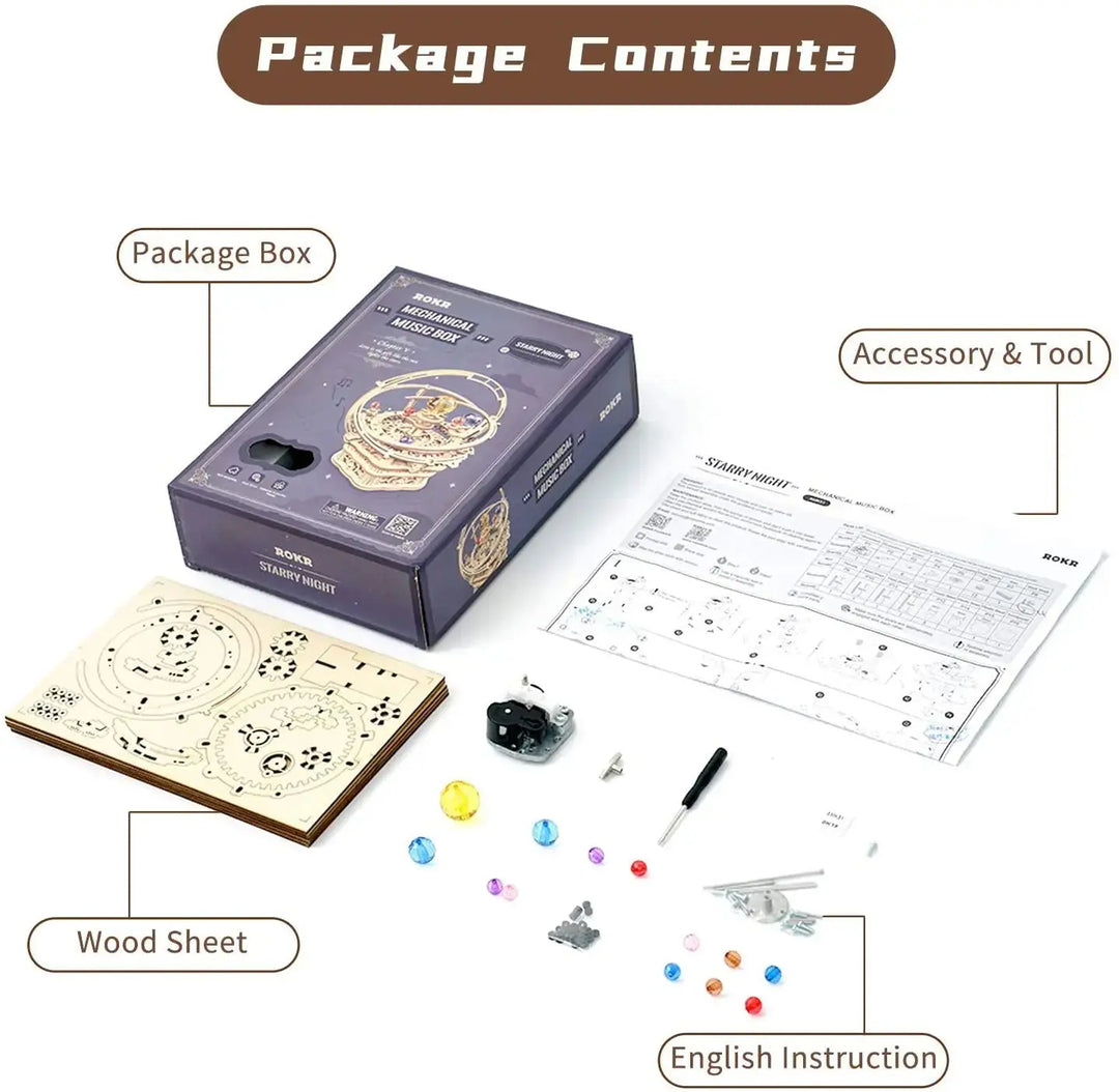 Starry Night Rotatable Assembly Music Box Educational - Model to assemble