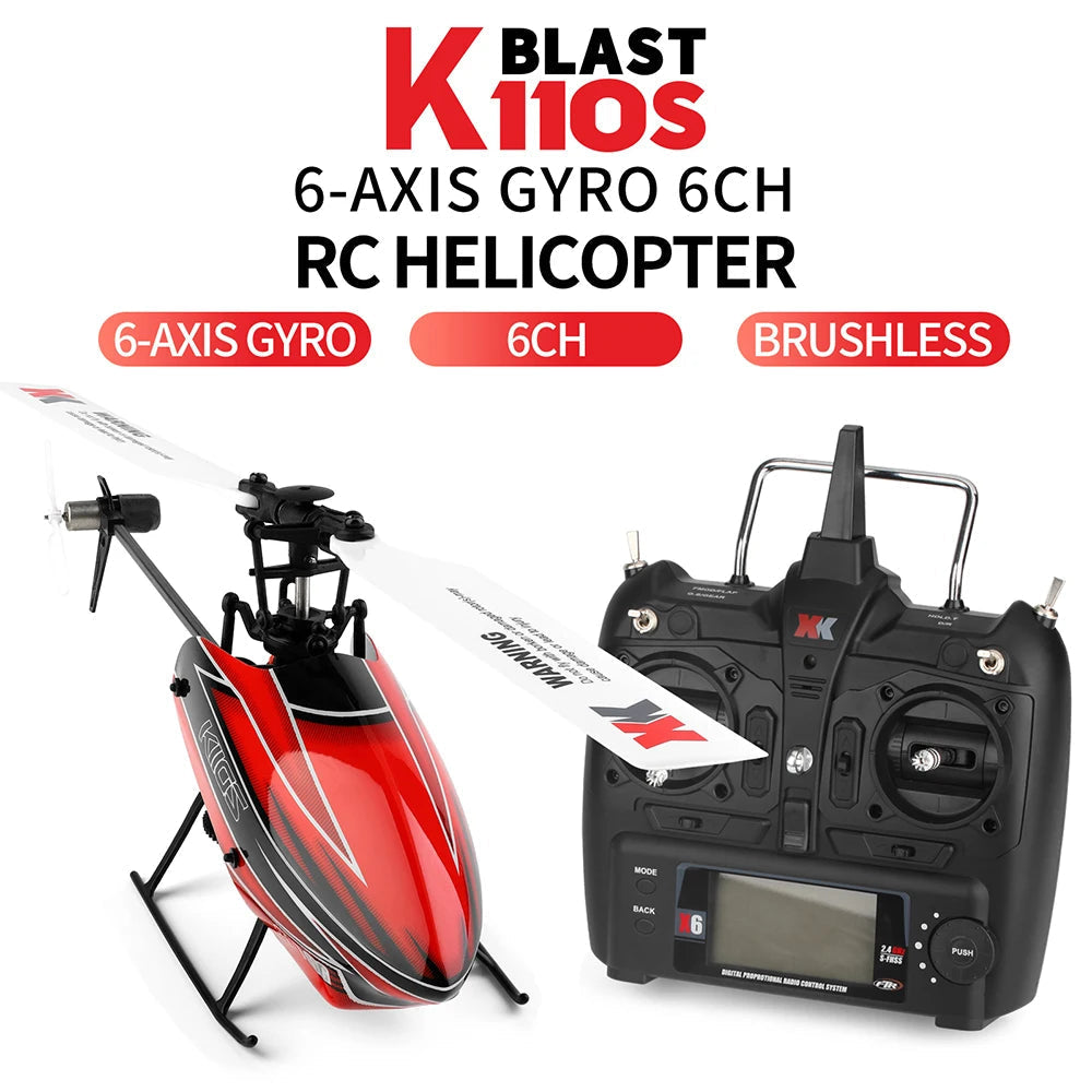Wltoys XK K110S 6CH 3D 6G System Remote Control Toy Brushless Motor 2.4G RC Helicopter BNF/RTF Compatible With FUTABA S-FHSS Model to assemble
