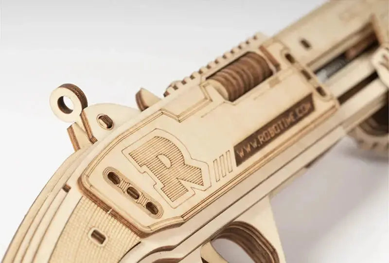 Revolver, Scatter with Rubber Band Bullet Wooden Model Kits - Model to assemble