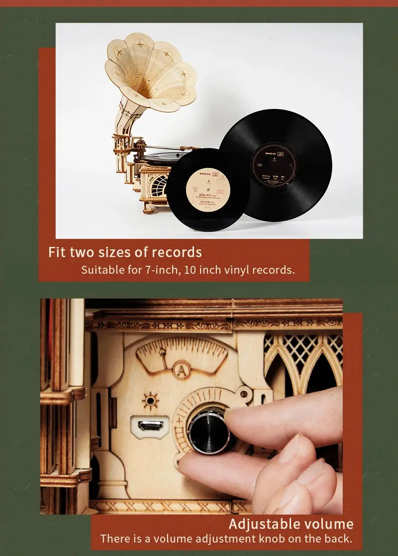 Classic Gramophone Wooden Musical Model Kits - Model to assemble