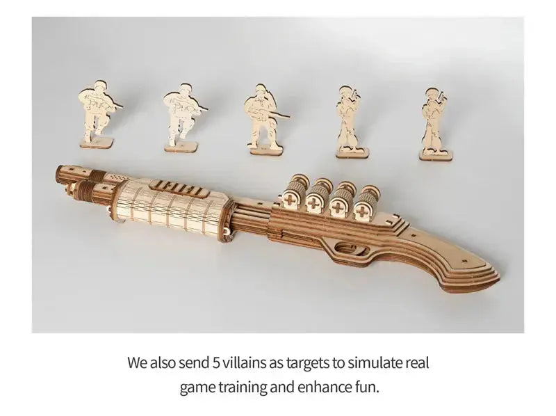 Revolver, Scatter with Rubber Band Bullet Wooden Model Kits - Model to assemble