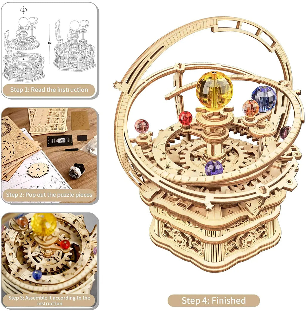 Starry Night Rotatable Assembly Music Box Educational - Model to assemble