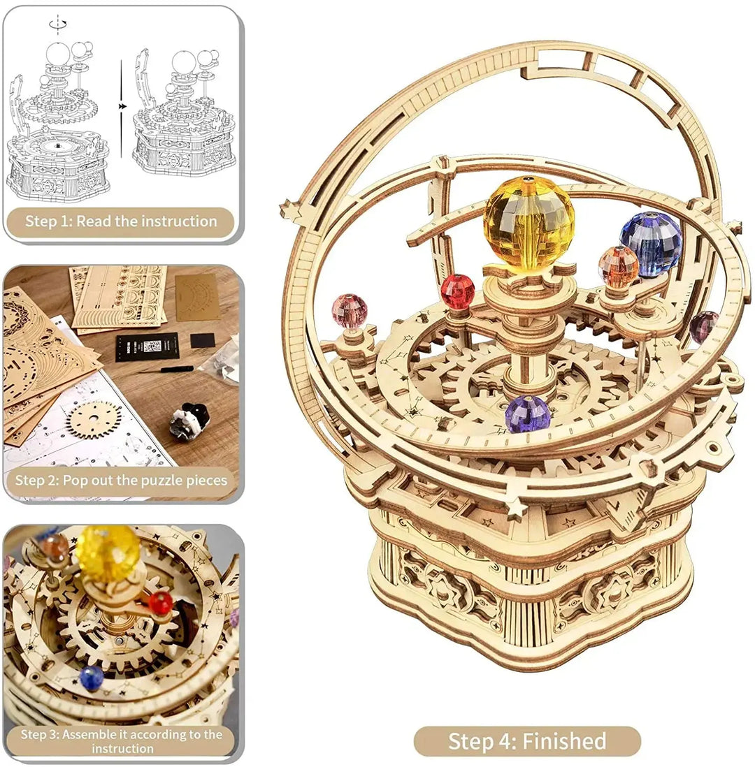 Starry Night Rotatable Assembly Music Box Educational - Model to assemble