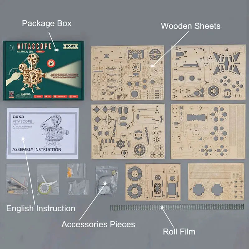 Hand Crank Projector Classic Film Vitascope Model to assemble