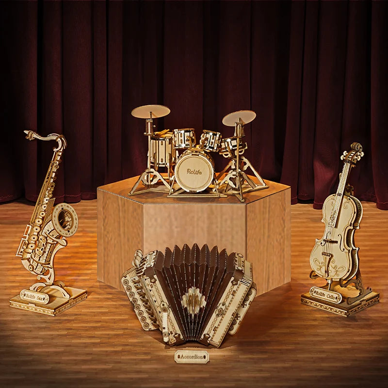 Musical Instruments : Saxophone, Drum, Accordion, Cello - Model to assemble