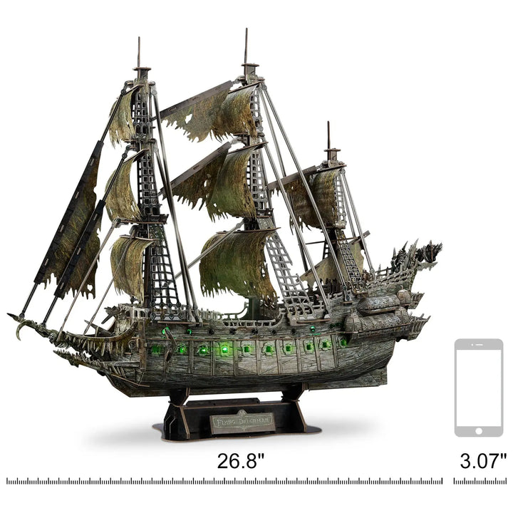 Green LED Flying Dutchman Pirate Ship Model to assemble