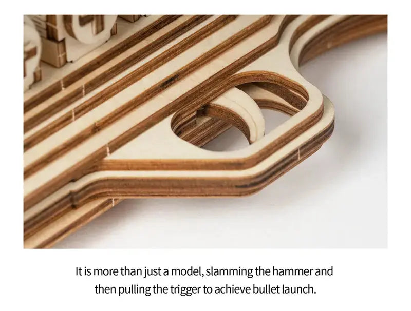 Revolver, Scatter with Rubber Band Bullet Wooden Model Kits - Model to assemble