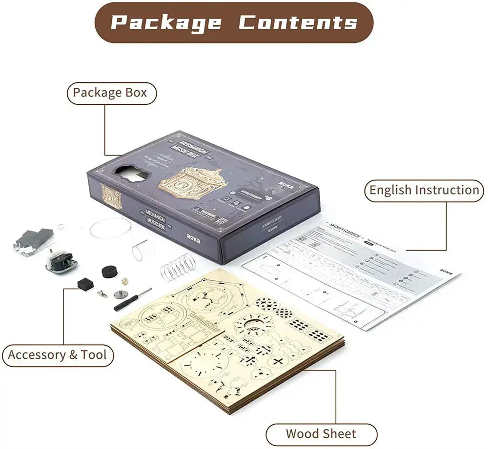 Mechanical Music Box Wooden Model Kit - Model to assemble