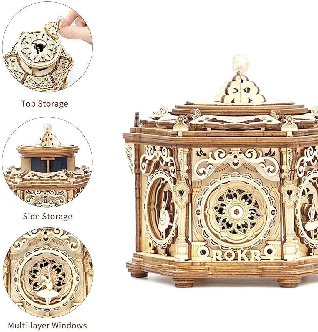 Starry Night Rotatable Assembly Music Box Educational - Model to assemble