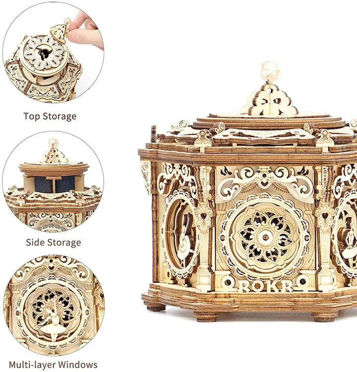 Starry Night Rotatable Assembly Music Box Educational - Model to assemble