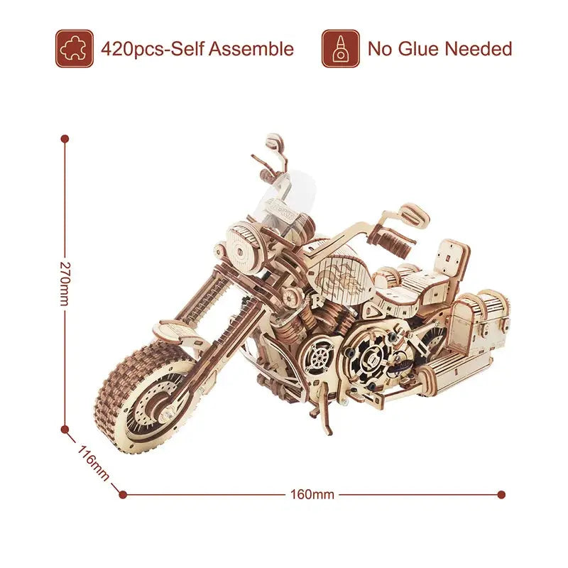 Robotime Rokr 420 PCS Cruiser Motorcycle DIY Wooden Model Building Block Kits Assembly Toy Gift for Children Adult Puzzle LK504 Model to assemble