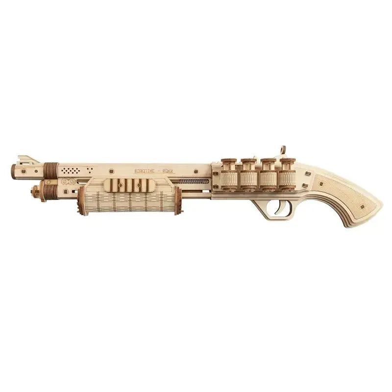 Revolver, Scatter with Rubber Band Bullet Wooden Model Kits - Model to assemble
