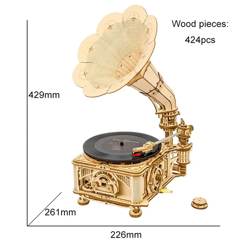 Classic Gramophone Wooden Musical Model Kits - Model to assemble