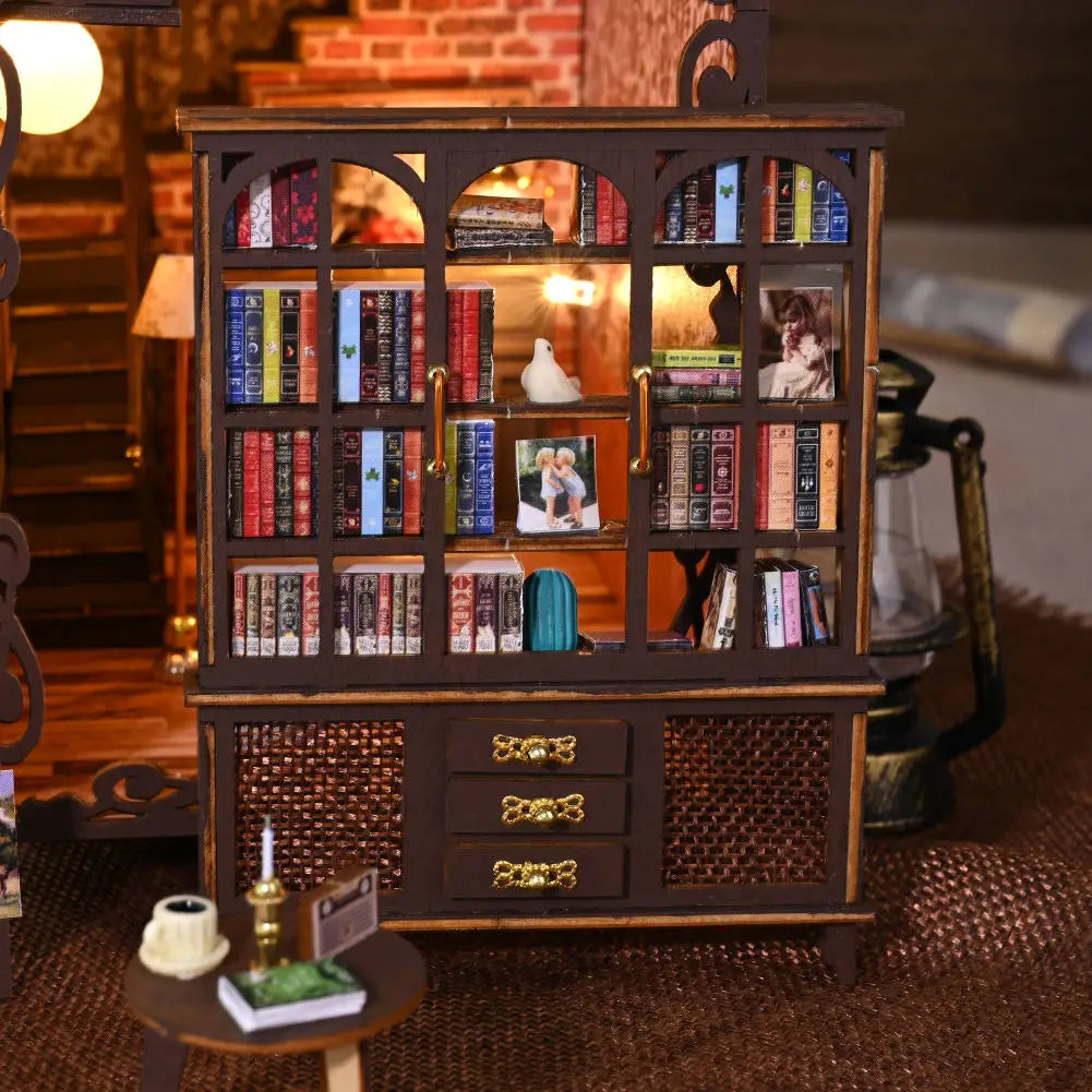 The Cat's Secret Chapel Book Nook – Gothic LED Wooden Bookend Puzzle