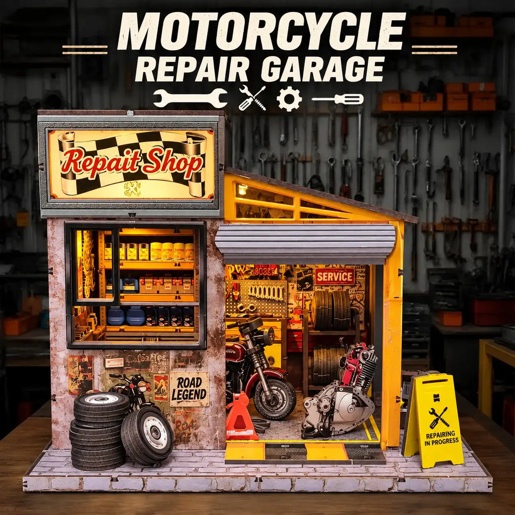 Vintage Motorcycle Repair Garage