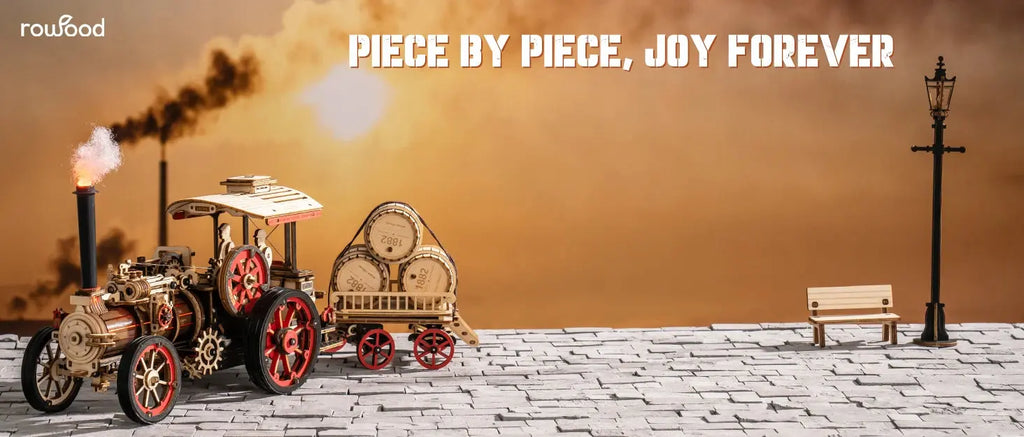Wooden Mechanical Steam Locomotive 3D Puzzle Kit - Model to assemble