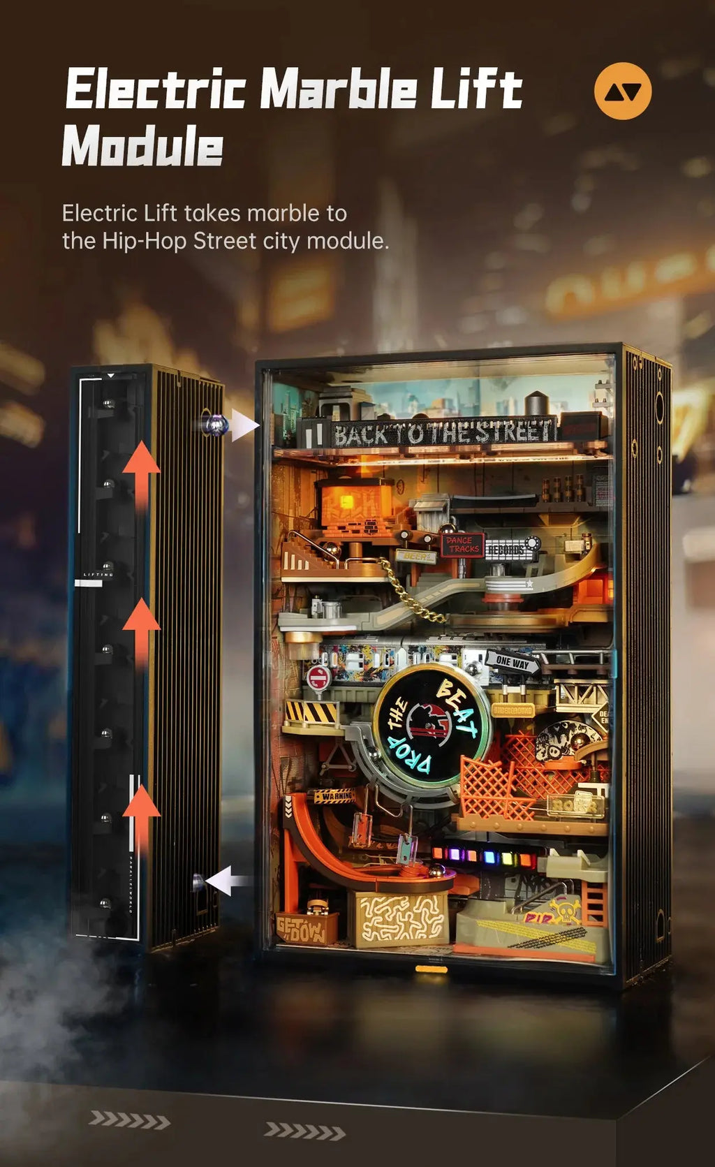 Robotime Rokr Marble Run Model Kits Hip-hop Street Gaming Decor Desk Decoration Parallel World MR03S 134pcs For Adult Model to assemble