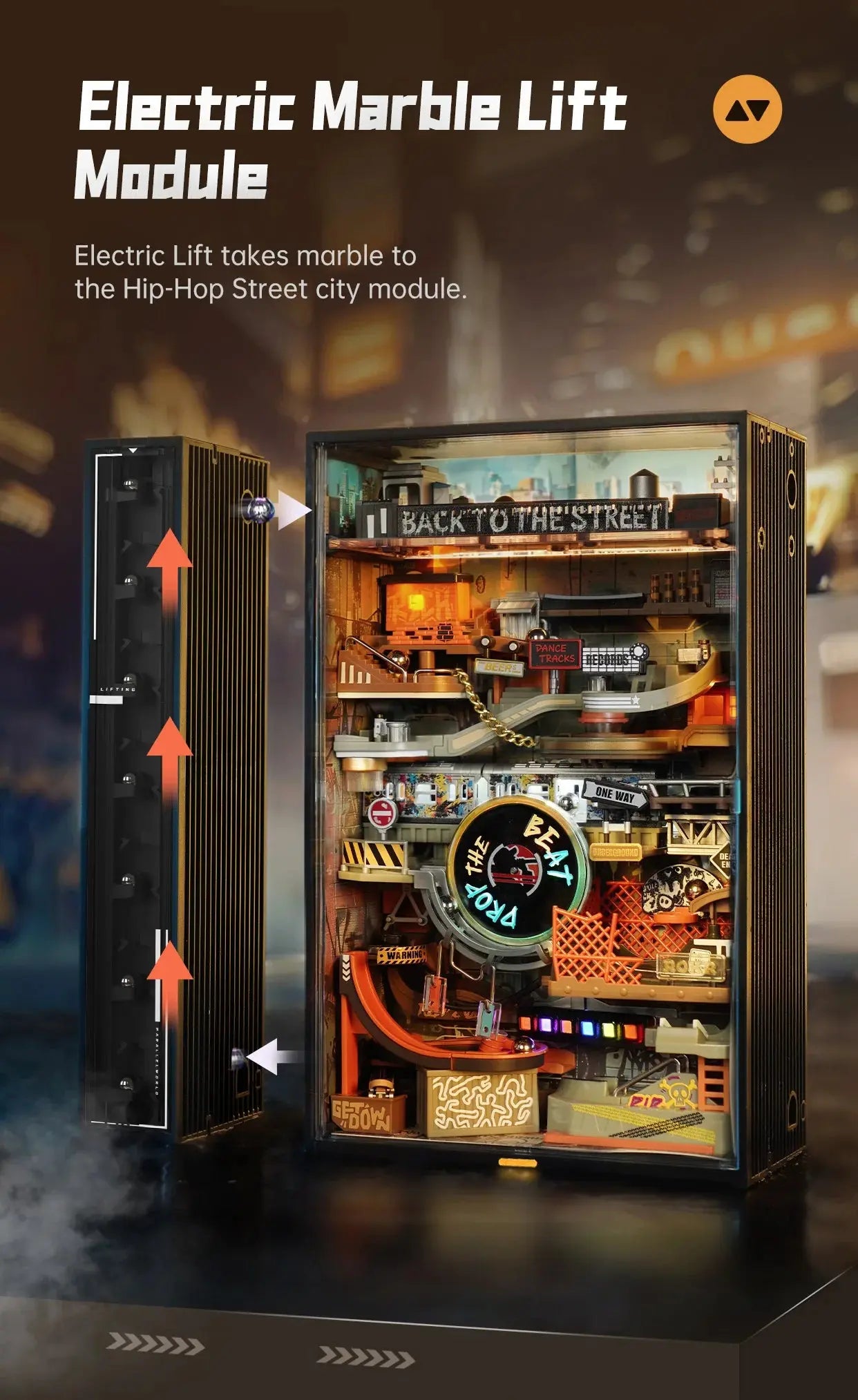 Robotime Rokr Marble Run Model Kits Hip-hop Street Gaming Decor Desk Decoration Parallel World MR03S 134pcs For Adult Model to assemble