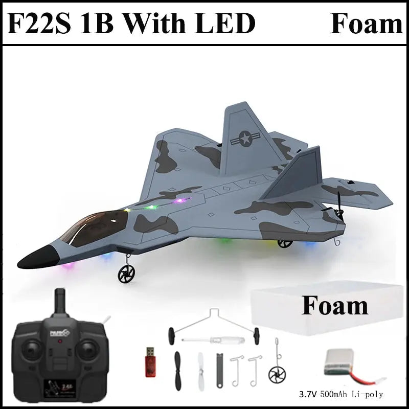 F22S Raptor RC Airplane – 4CH 2.4GHz Remote Control Fighter Jet with 3D/6G Gyroscope, LED Lights & Easy Flight Control Model to assemble