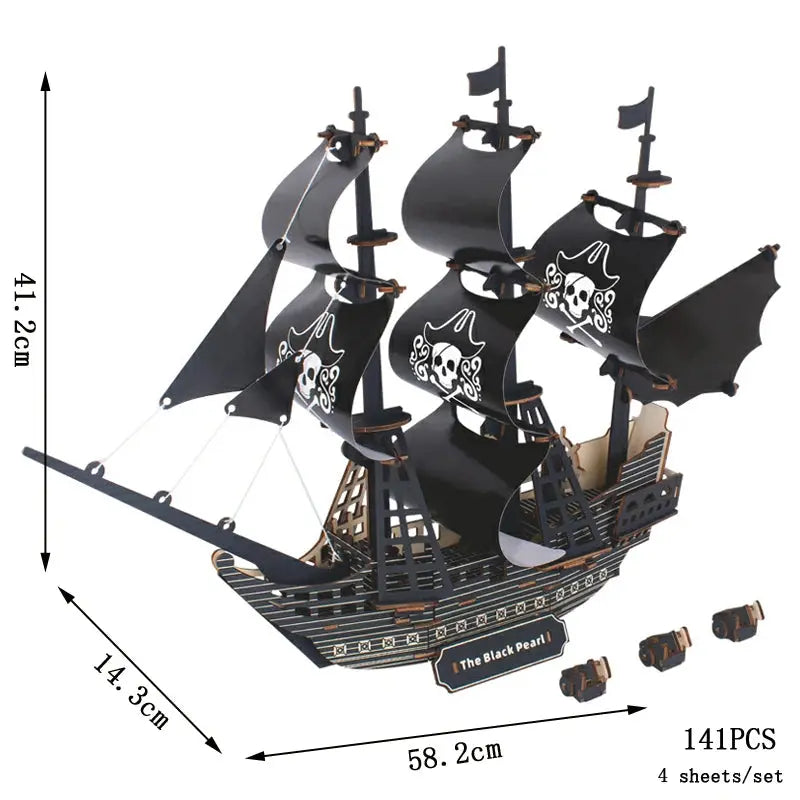 Asian Sailing Boat Ship Model Wood Jigsaw DIY Assembly Kits - Model to assemble