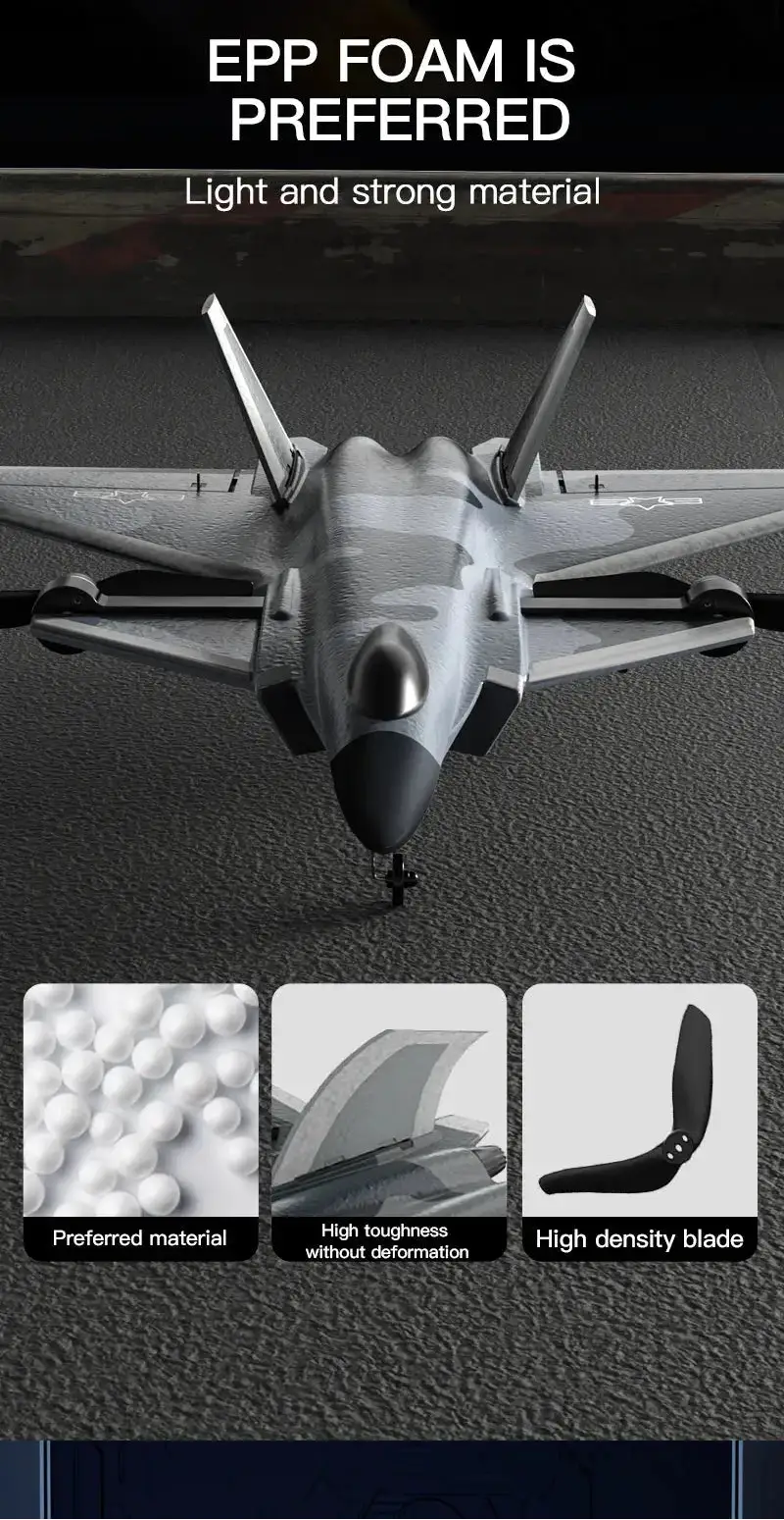 J20 Fighter Jet RC Plane 2.4G 6CH Brushless Motor – Fixed Wing Model Kit - Model to assemble