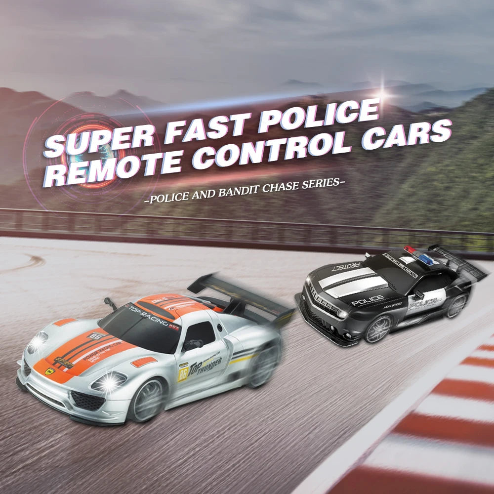 1/12 Big 2.4GHz Super Fast Police RC Car Remote Control Cars Toy with Lights Durable Chase Drift Vehicle toys for boys kid Child Model to assemble