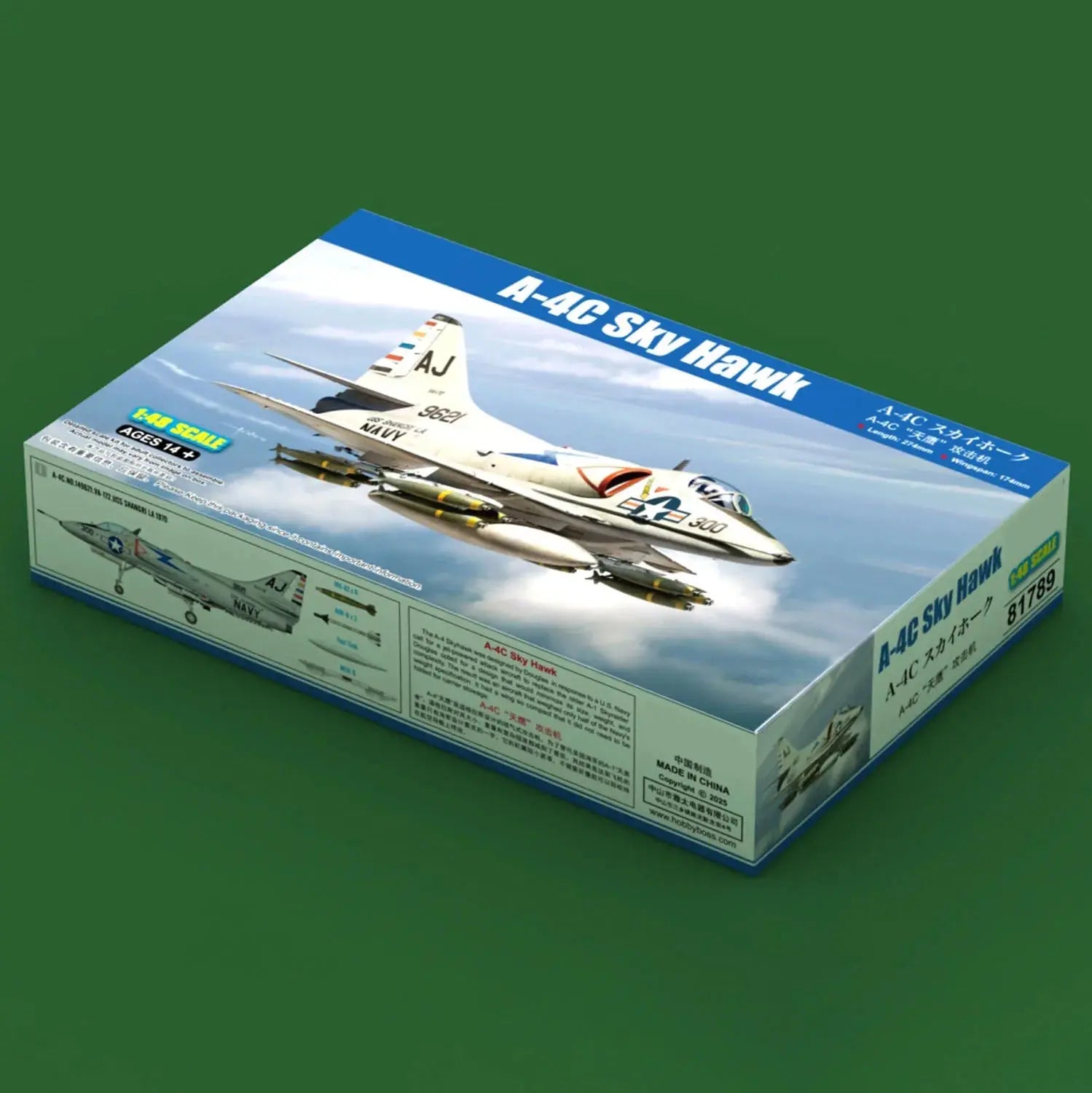 A-4C Skyhawk Attack Aircraft Model Kit 1/48 Scale – Unassembled Plastic Military Jet with Detailed Accessories - Model to assemble