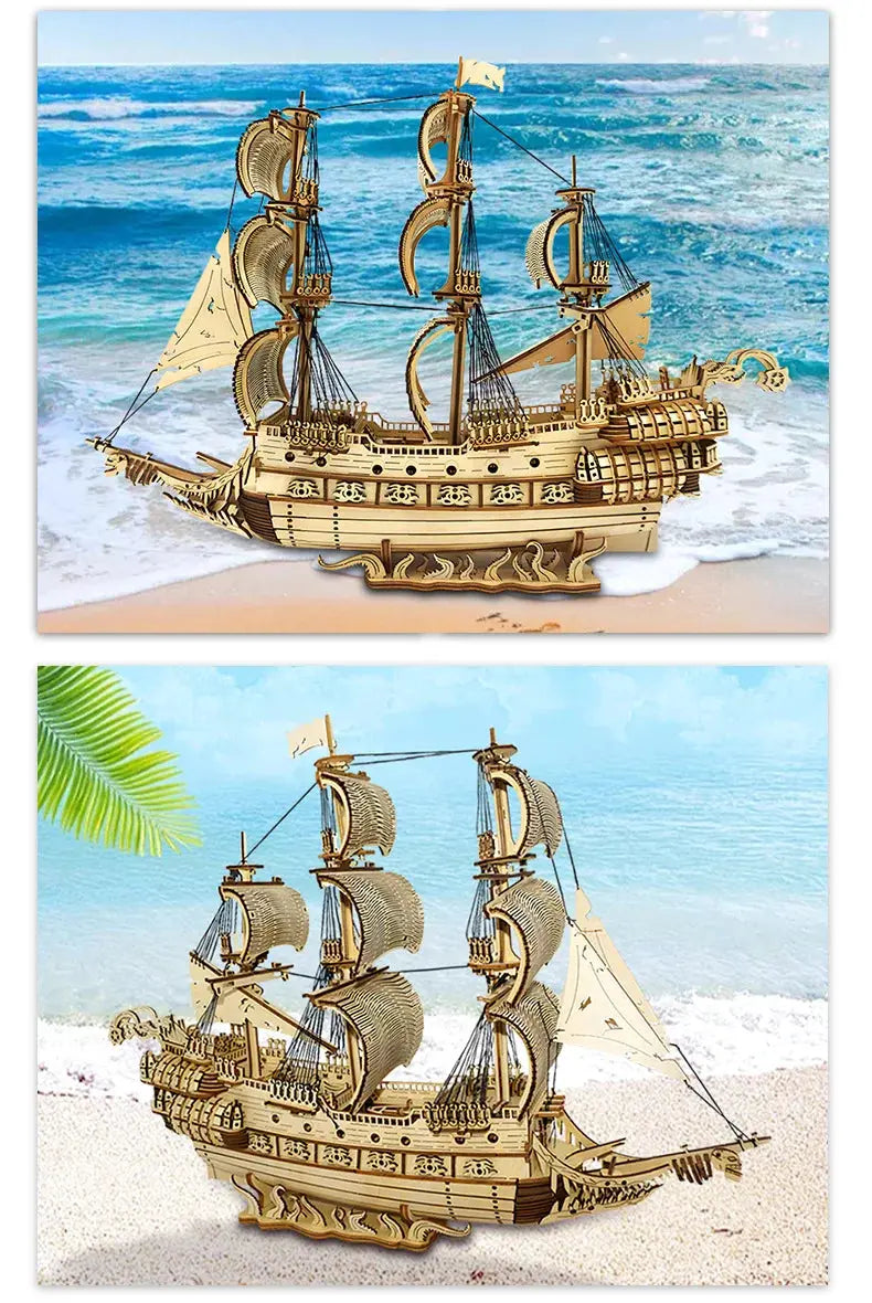 Wooden 3D Puzzle Ship Model Building Kit - Model to assemble