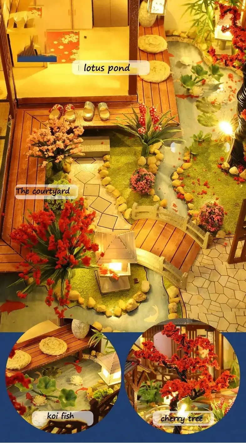 Japanese Dollhouse With Furniture Lights - Model to assemble