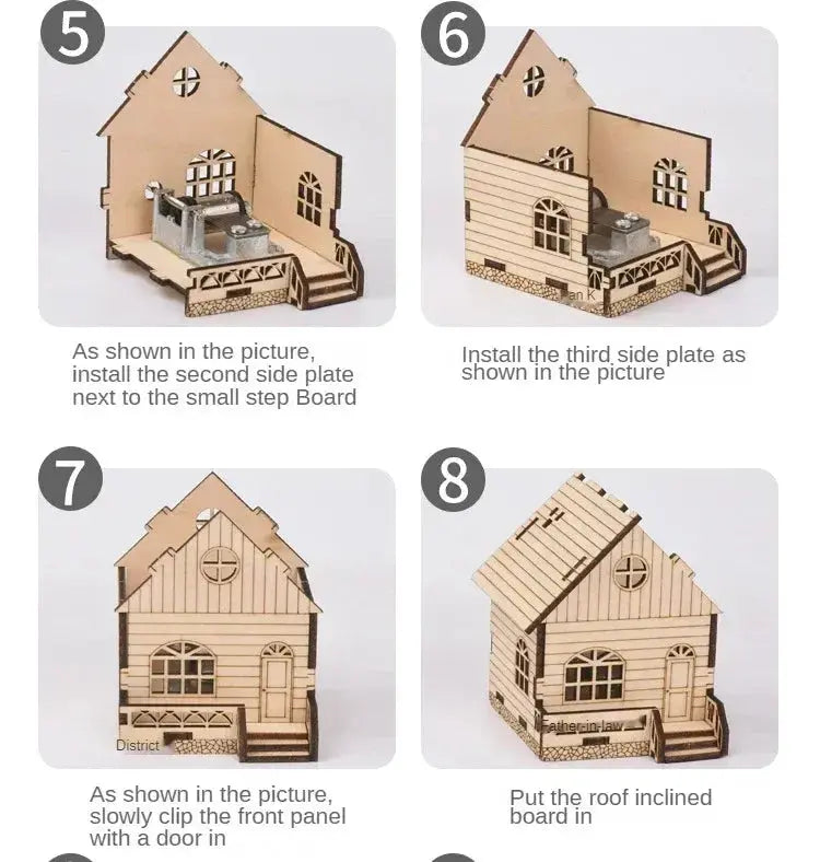 Wooden House Music Box Model Kit - Model to assemble